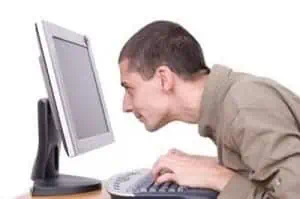 staring at monitor