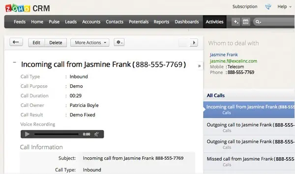 zoho twilio sms integration
