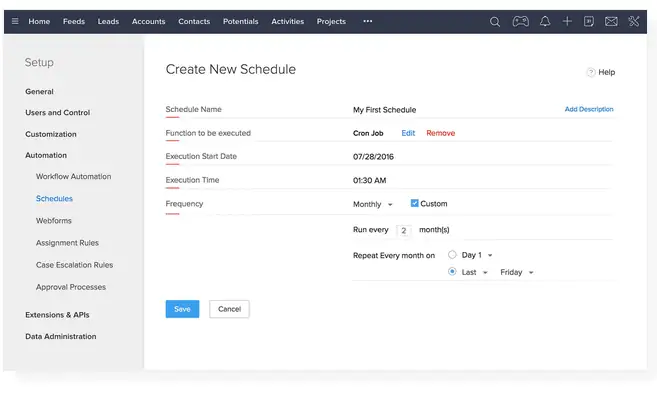 zoho crm features