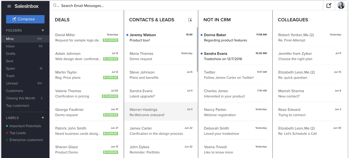 zoho salesinbox