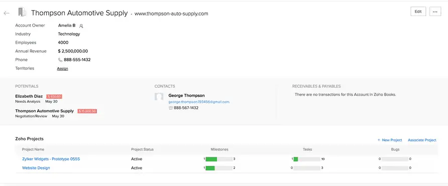 zoho cfrm product-based business