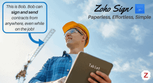 Sign and Send Contracts from anywhere like this construction worker using Zoho Sign