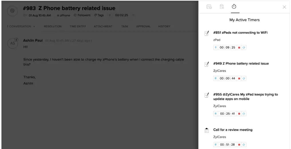 zoho desk time tracking