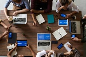 A group of people preparing for Zoho Integration.